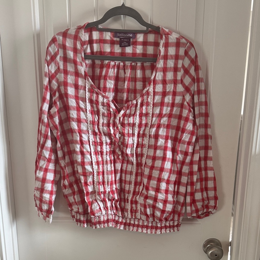 Lolli Red and White Checkered Blouse